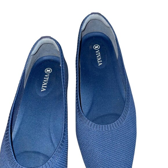VIVAIA Aria Womens Size 39 Navy Blue Knit Pointed Toe Ballet Flats Casual - Picture 7 of 8